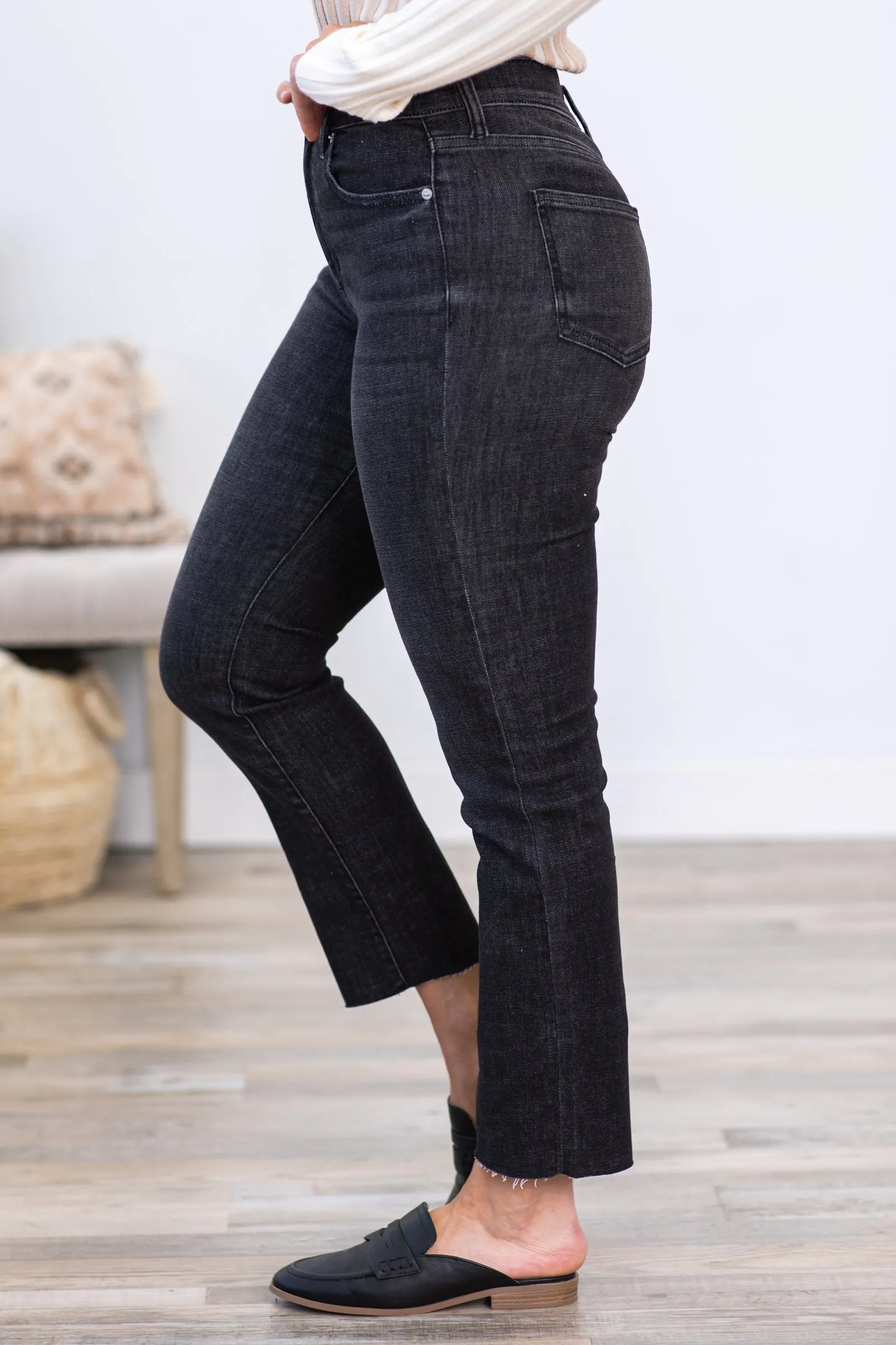 Sneak Peek Charcoal High Rise Slim Fit Jeans
