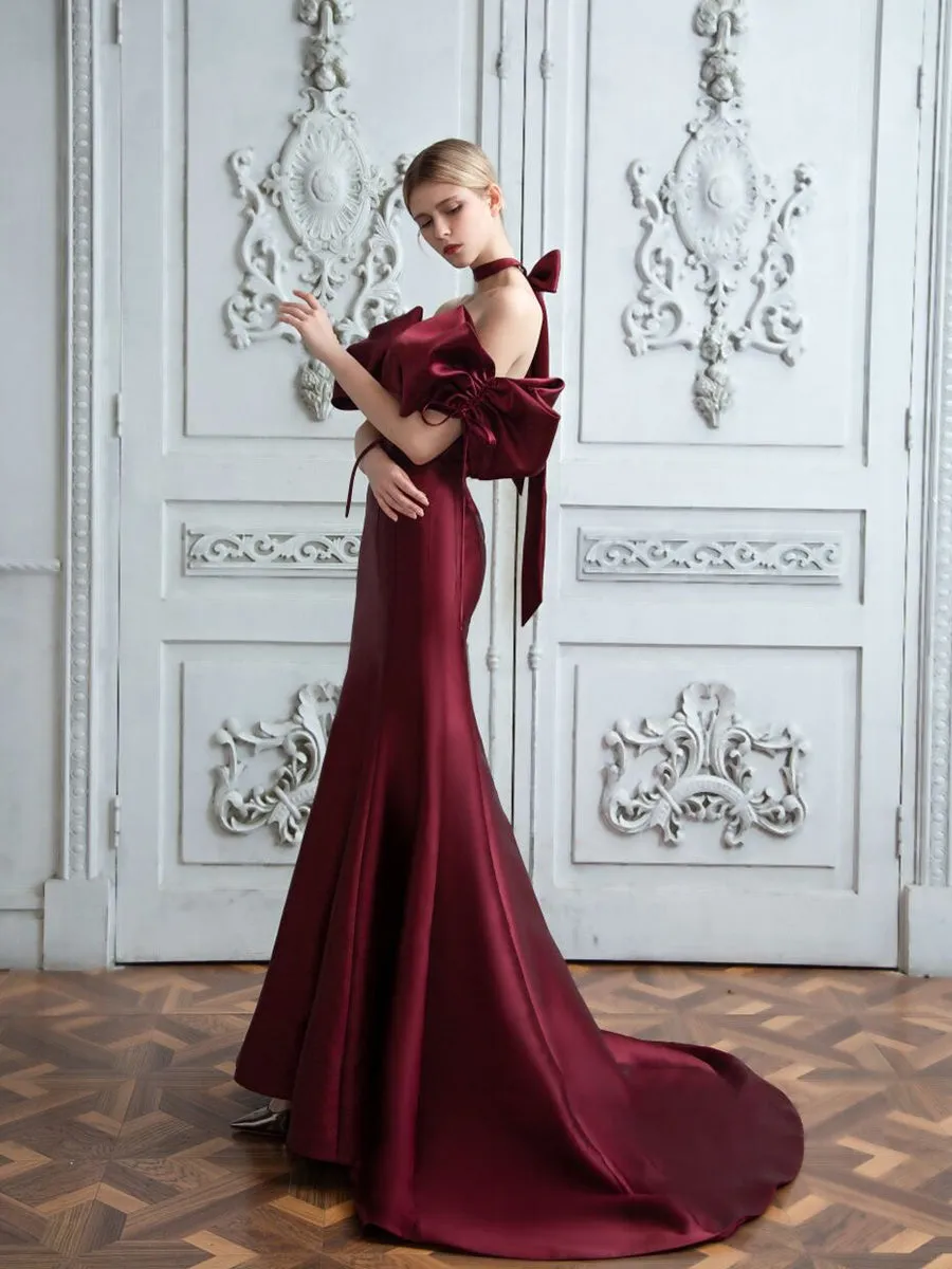 Stacy Off-shoulder Bowknot Sleeve Maxi Dress