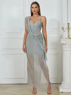 Strappy Sleeveless Slit Maxi Bodycon Dress HB0289