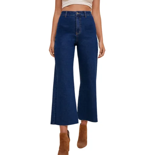 STRETCH HIGH RISE WIDE LEG CROPPED JEAN // 2 COLORS