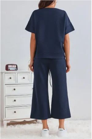 Textured Drawstring Pants