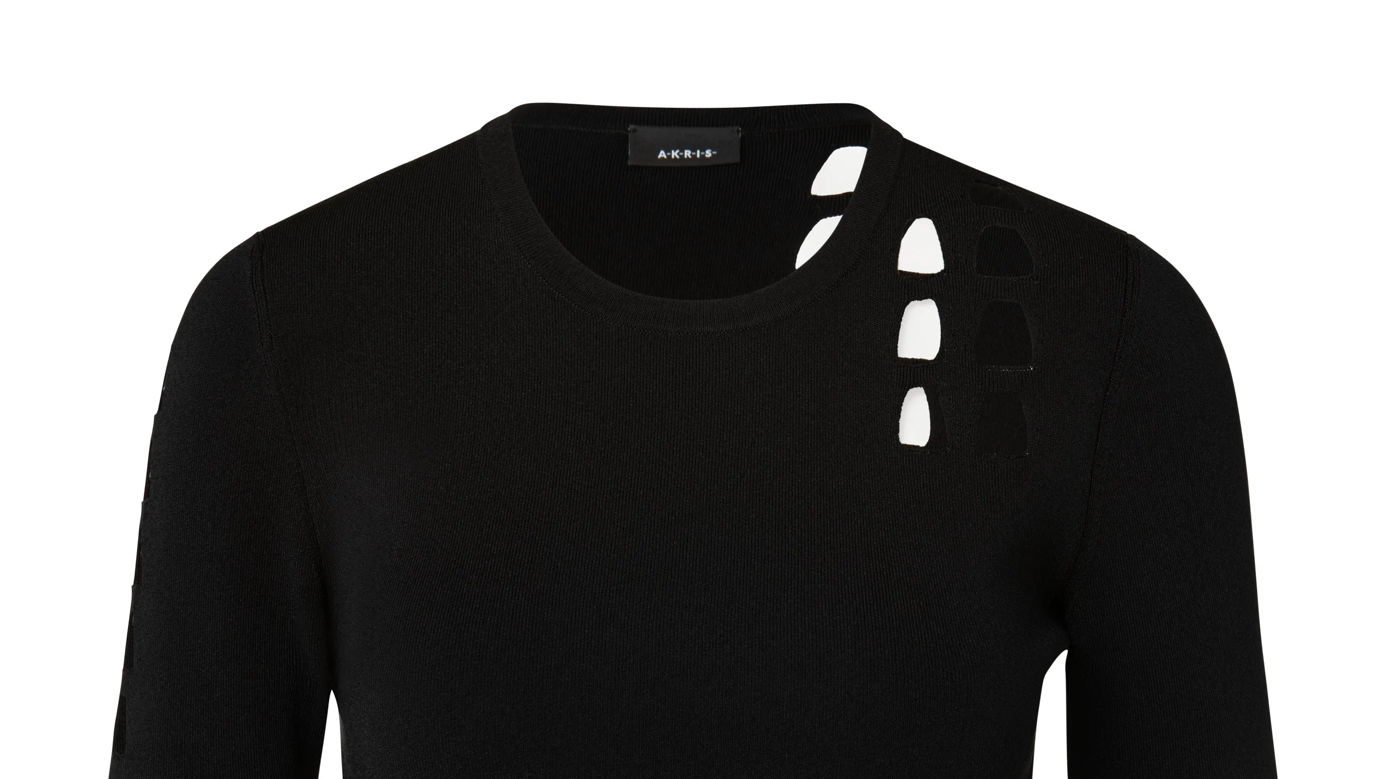 Trapezoid Cutout Long Sleeve Knit Pullover