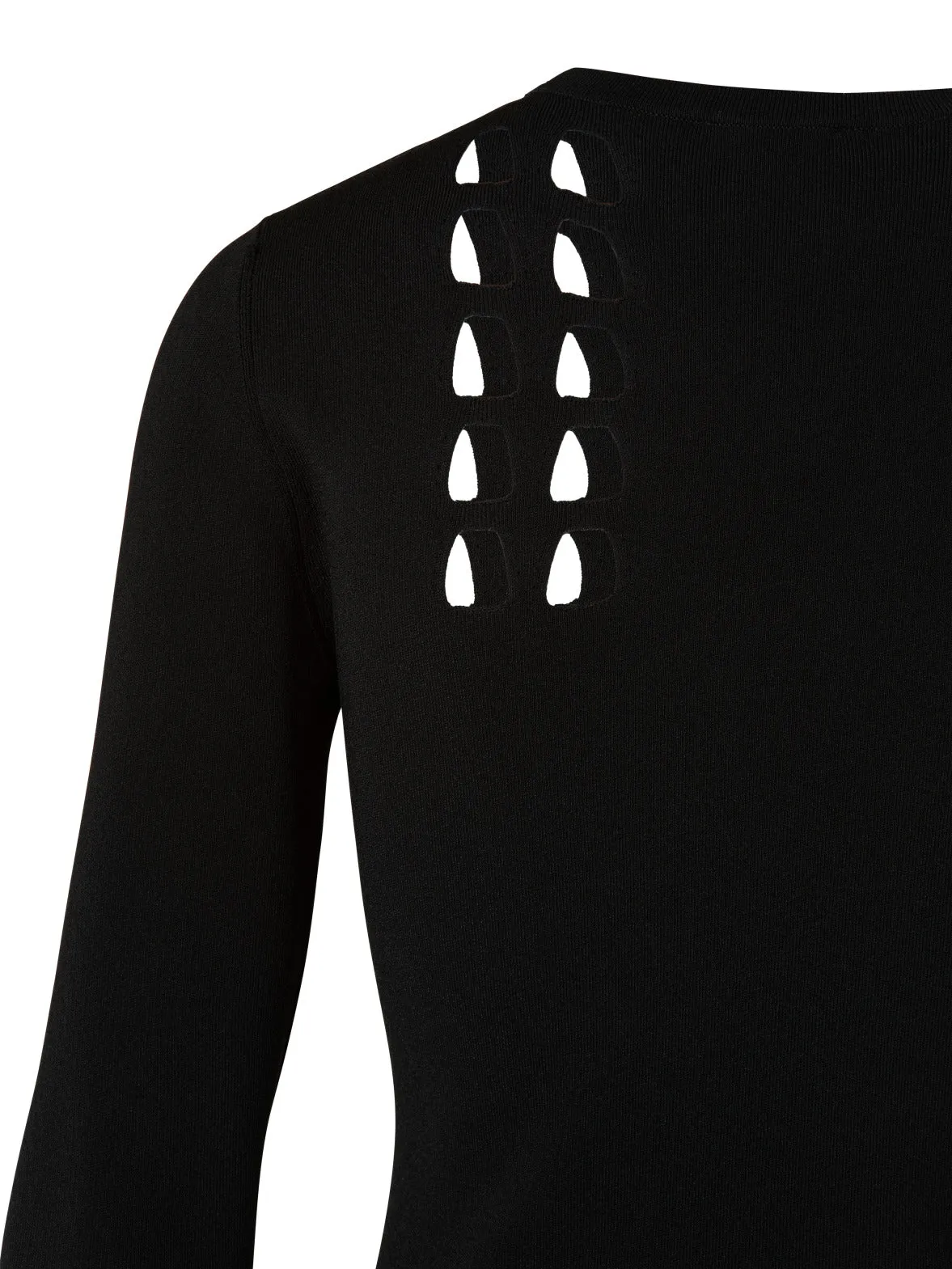 Trapezoid Cutout Long Sleeve Knit Pullover
