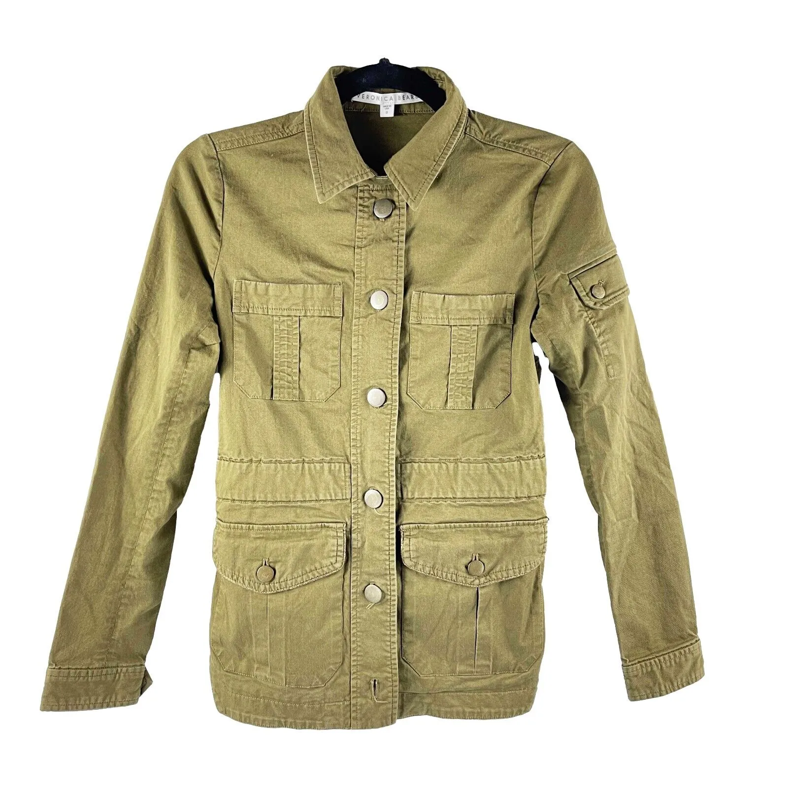 Veronica Beard Camp Utility Button Army Green 0 XS Jacket