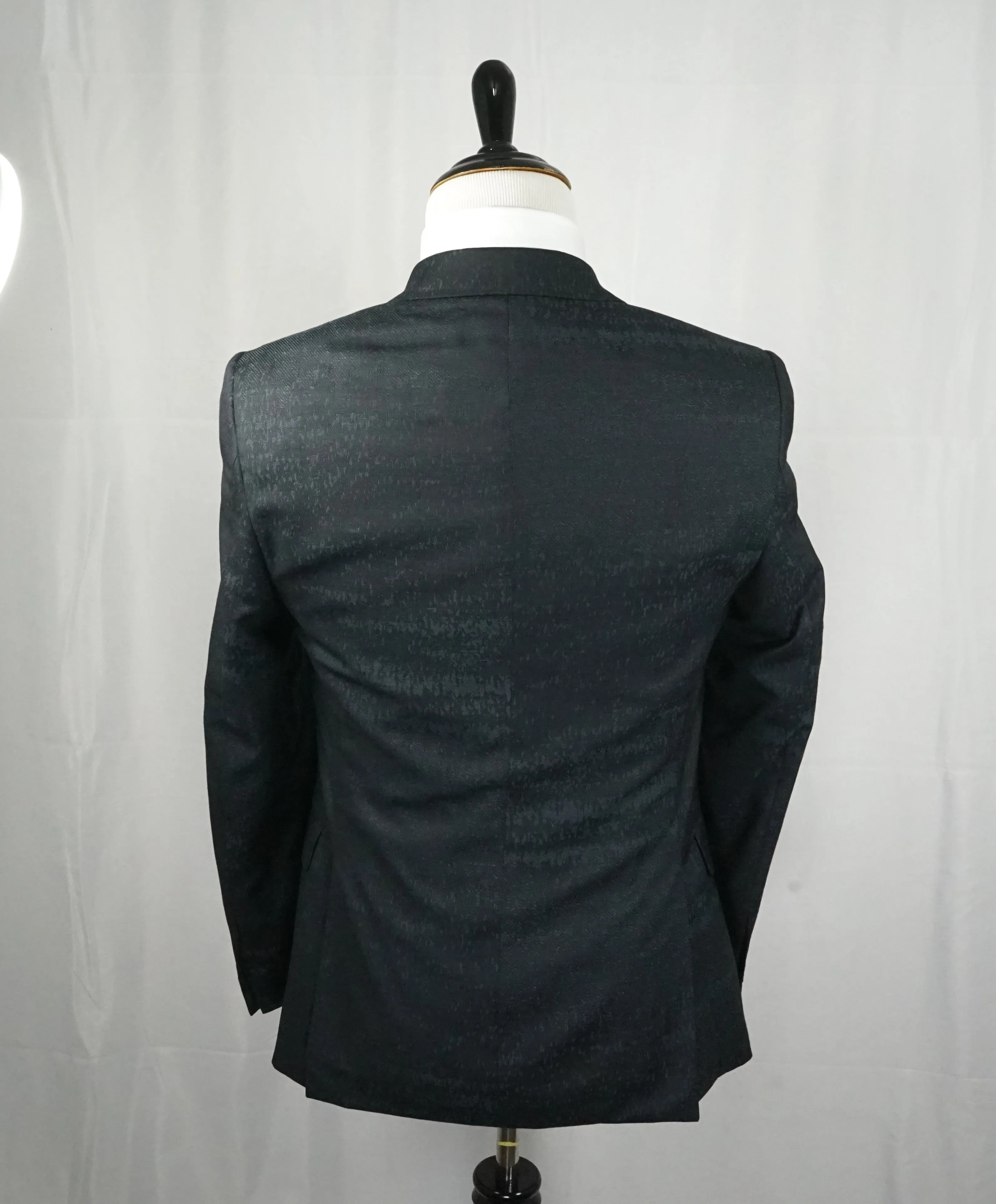 VERSACE COLLECTION -Abstract Textured Jade & Gray Runway Melange Slim Suit - 38R