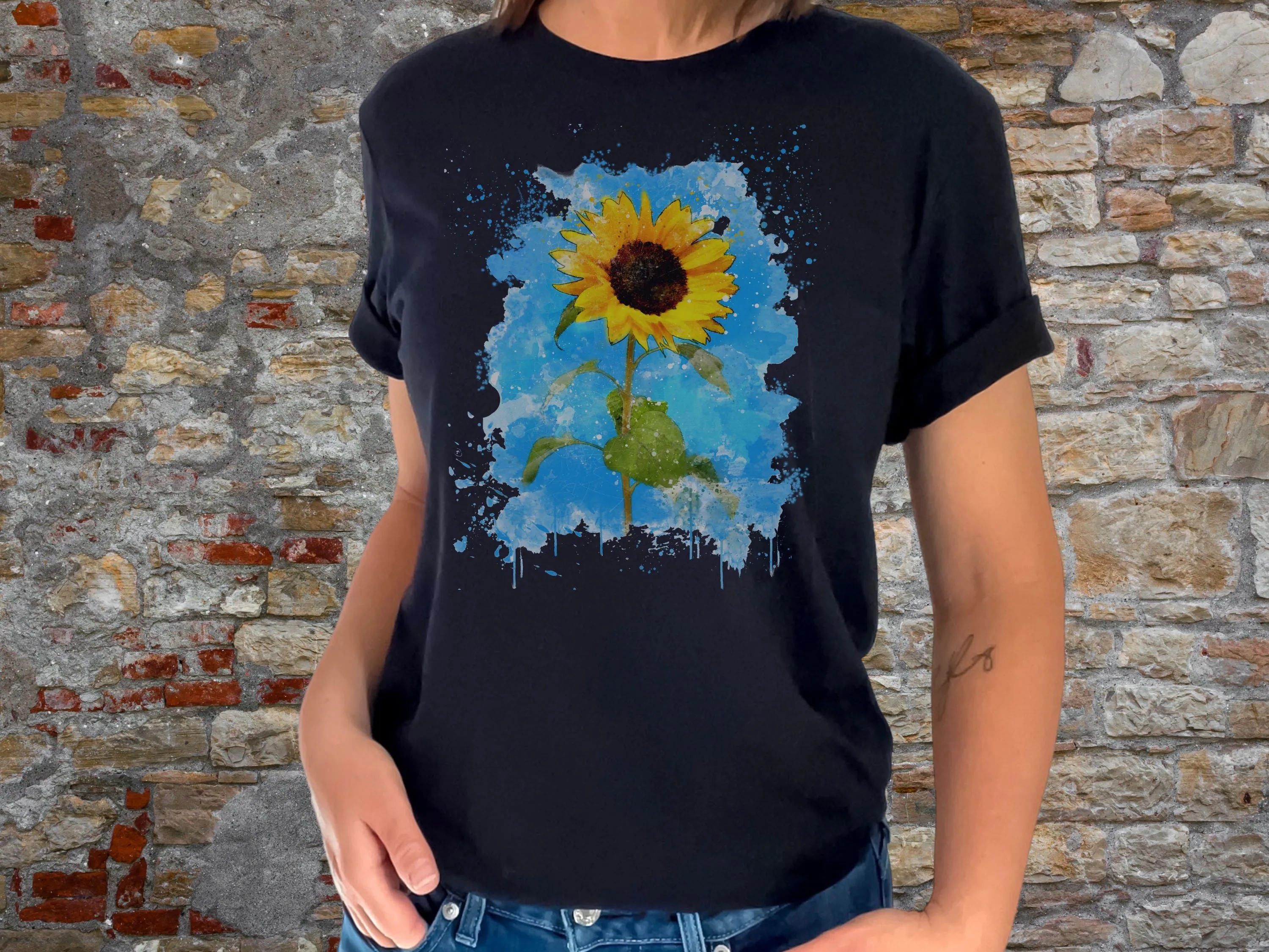 Watercolor Sunflower Unisex Jersey Short Sleeve Tee