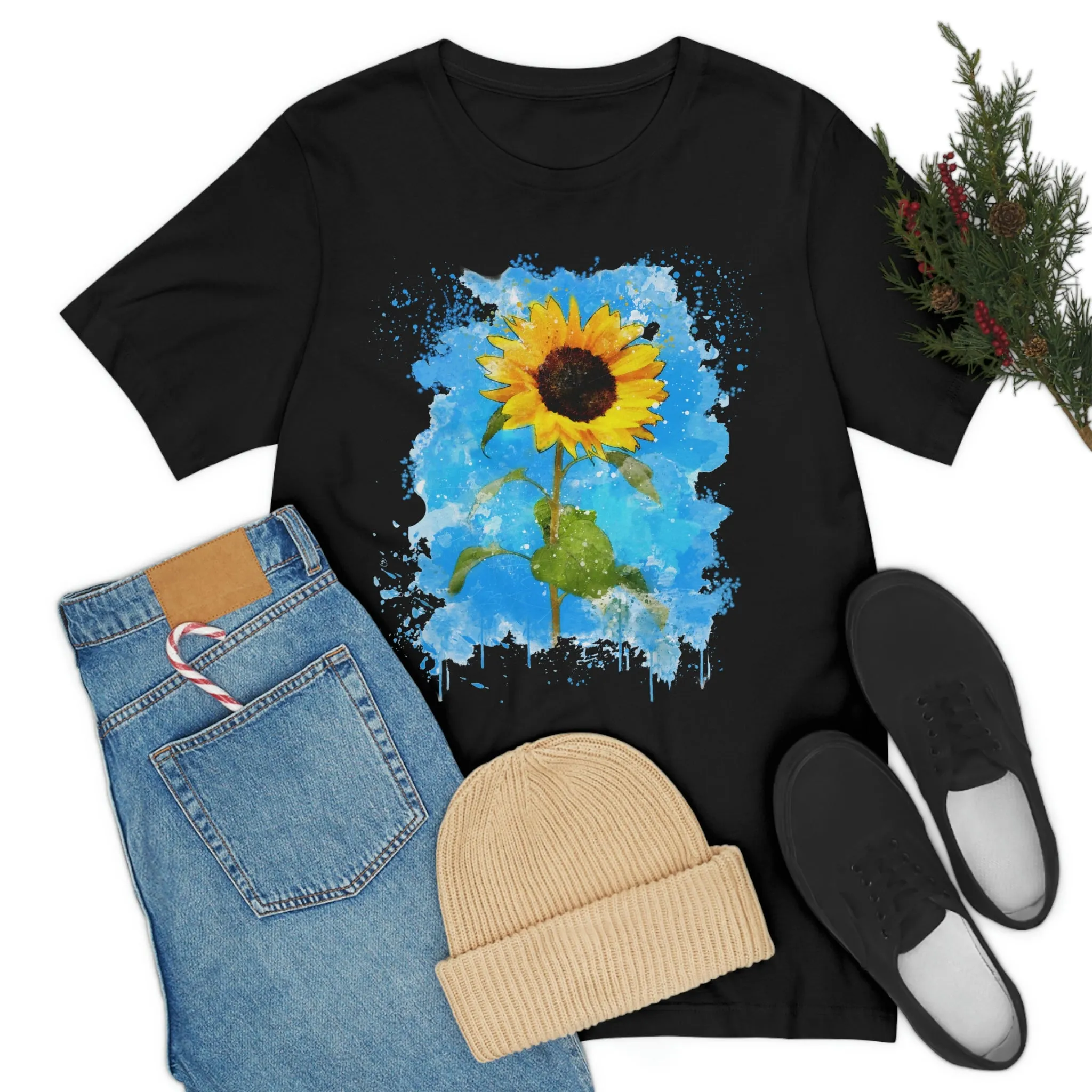 Watercolor Sunflower Unisex Jersey Short Sleeve Tee