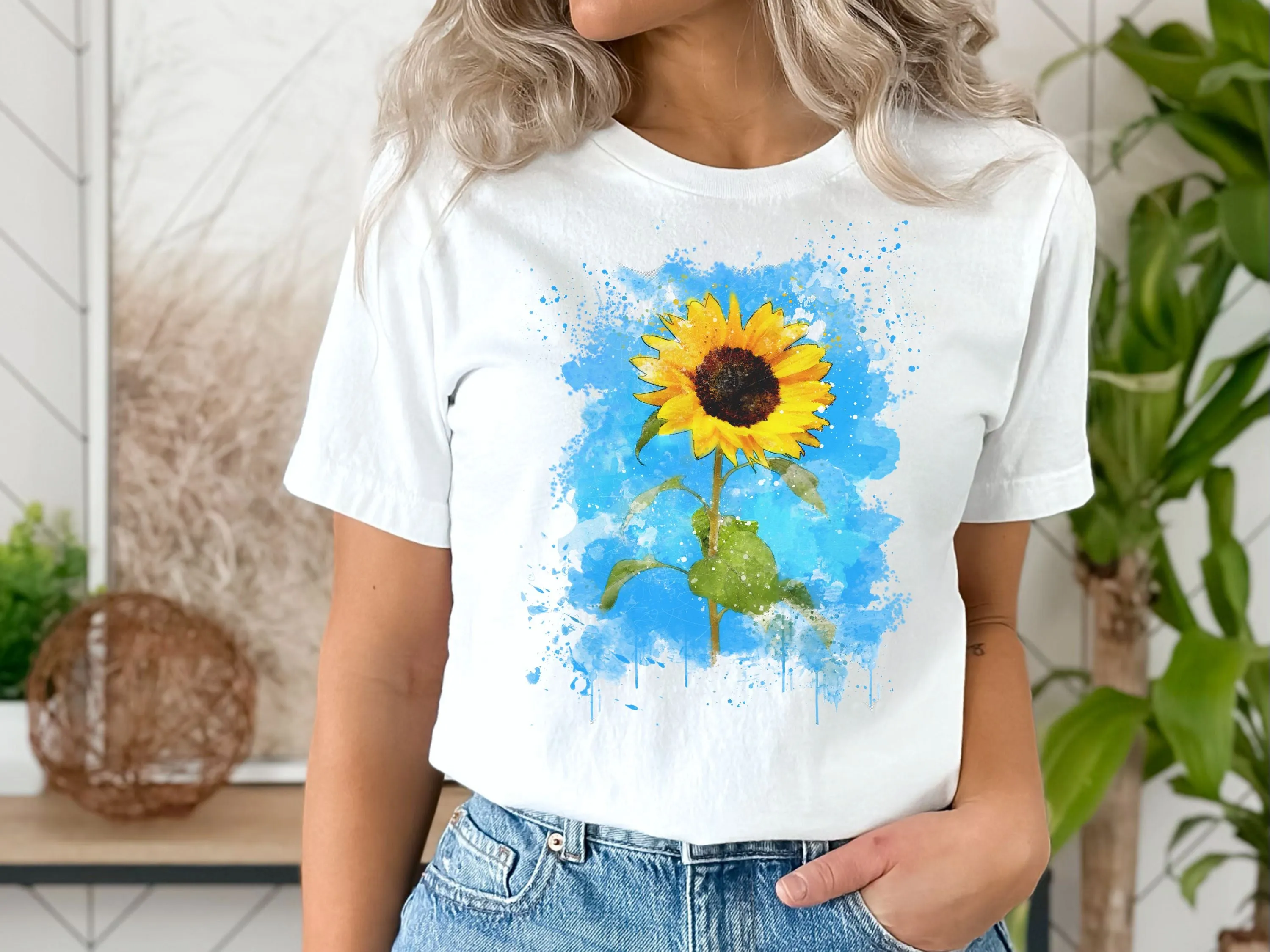 Watercolor Sunflower Unisex Jersey Short Sleeve Tee
