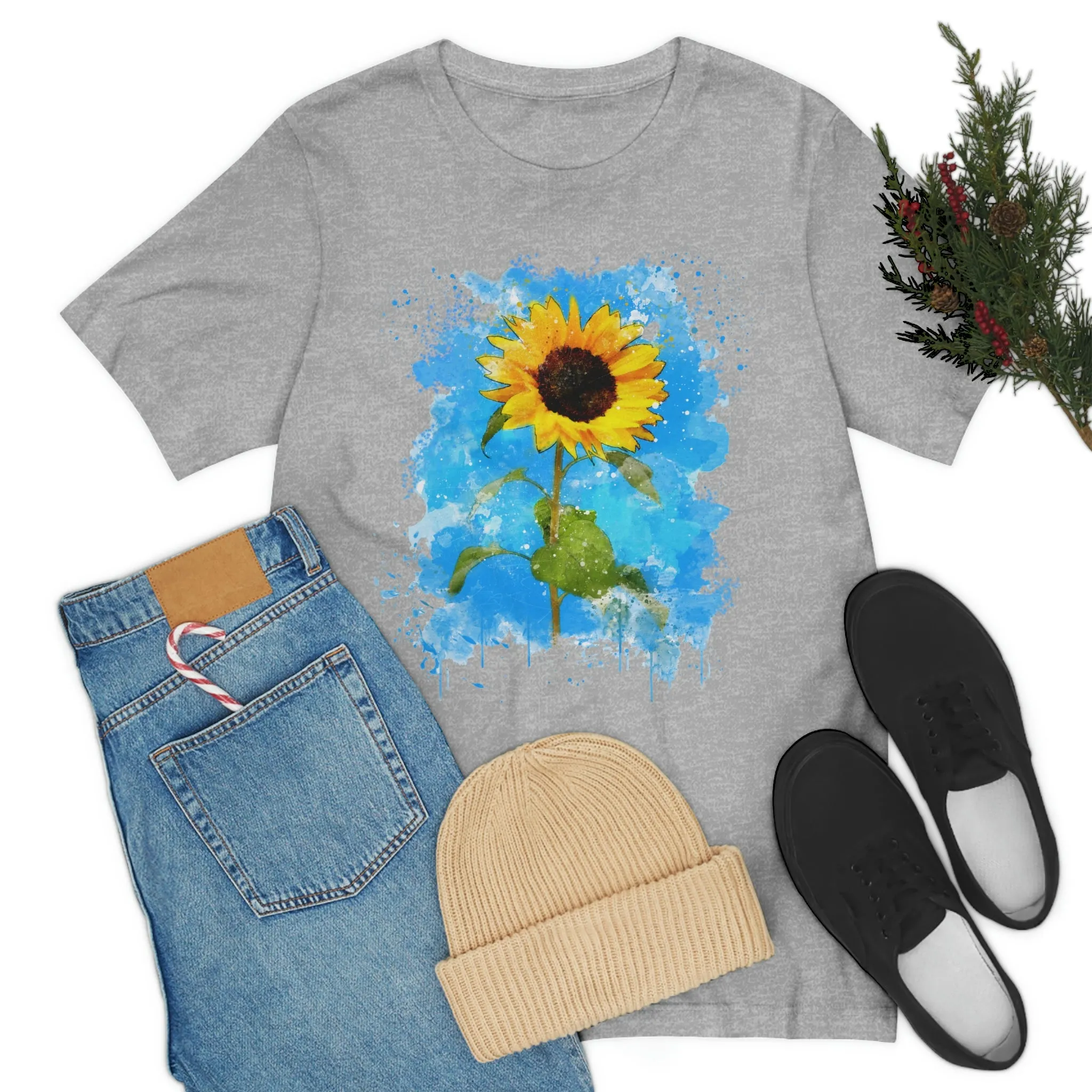 Watercolor Sunflower Unisex Jersey Short Sleeve Tee
