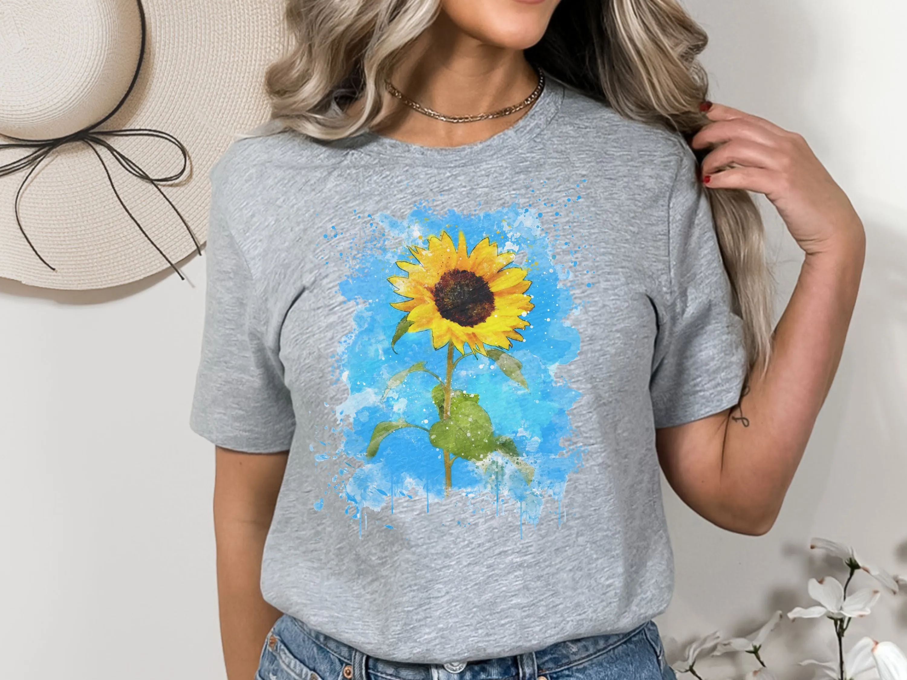 Watercolor Sunflower Unisex Jersey Short Sleeve Tee
