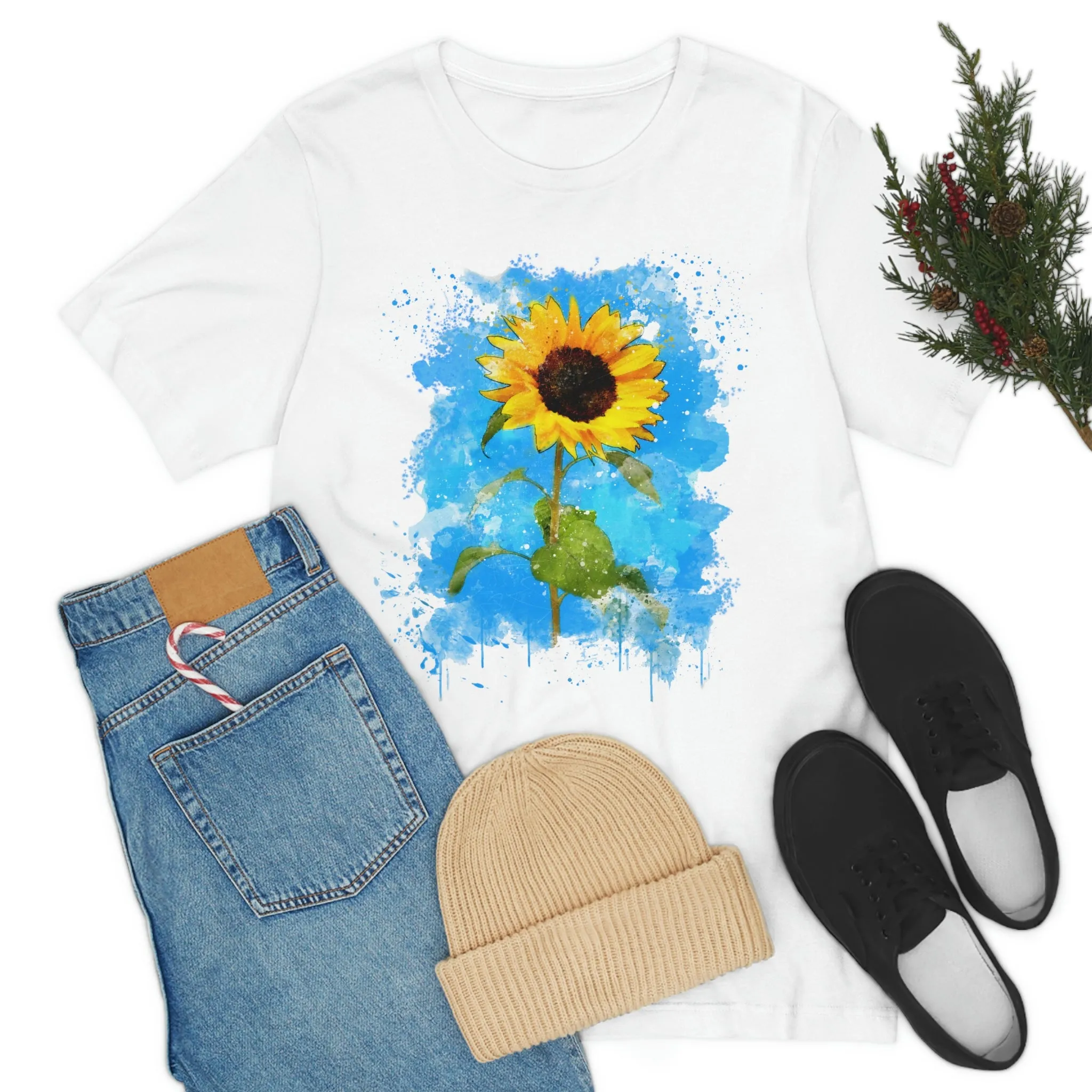 Watercolor Sunflower Unisex Jersey Short Sleeve Tee