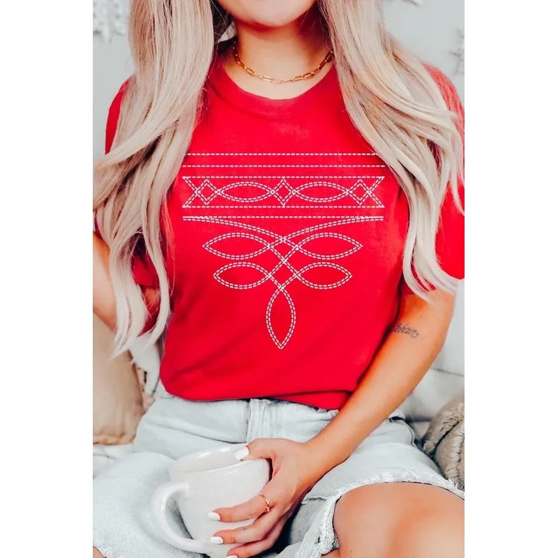 Western Boot Stitch Graphic Plus Tee
