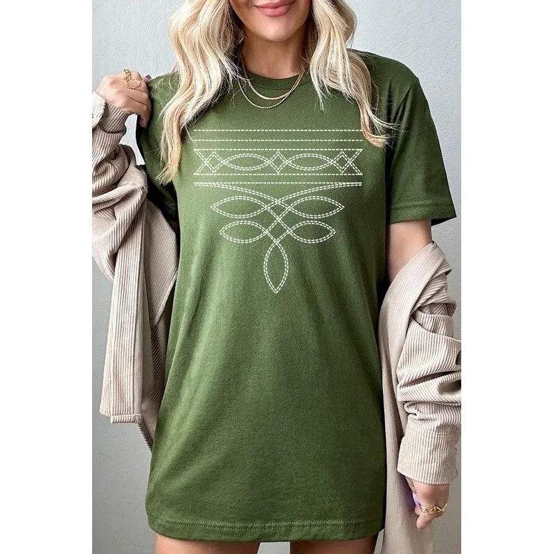 Western Boot Stitch Graphic Plus Tee