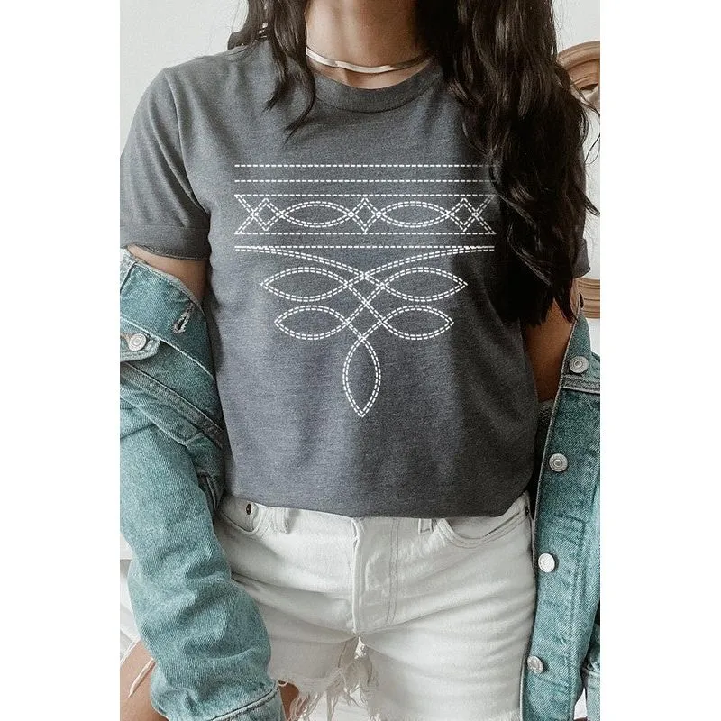 Western Boot Stitch Graphic Plus Tee