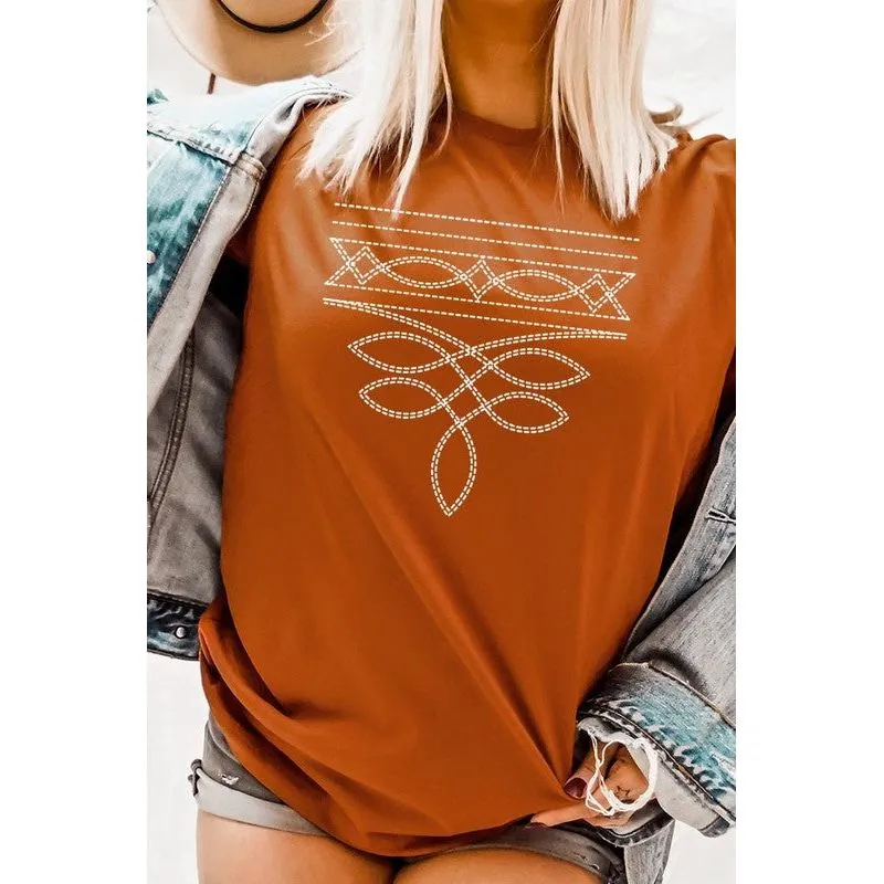 Western Boot Stitch Graphic Plus Tee