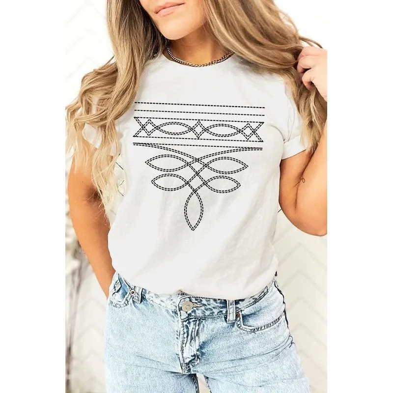 Western Boot Stitch Graphic Plus Tee