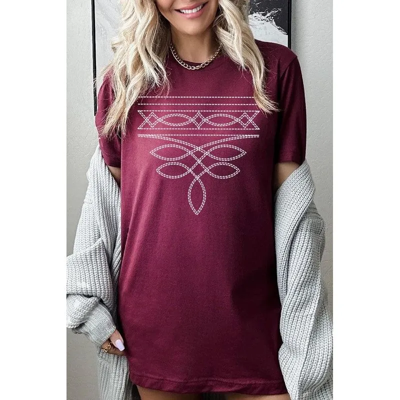 Western Boot Stitch Graphic Plus Tee