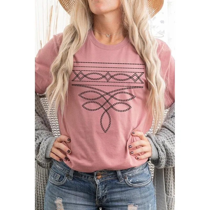 Western Boot Stitch Graphic Plus Tee