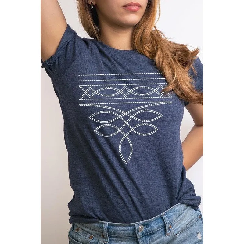 Western Boot Stitch Graphic Plus Tee