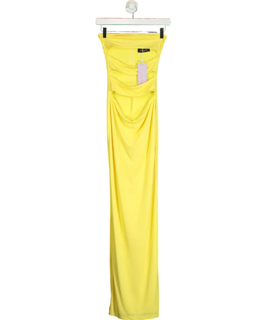White Fox Yellow Midnight Rain Maxi Dress Lemon UK XS