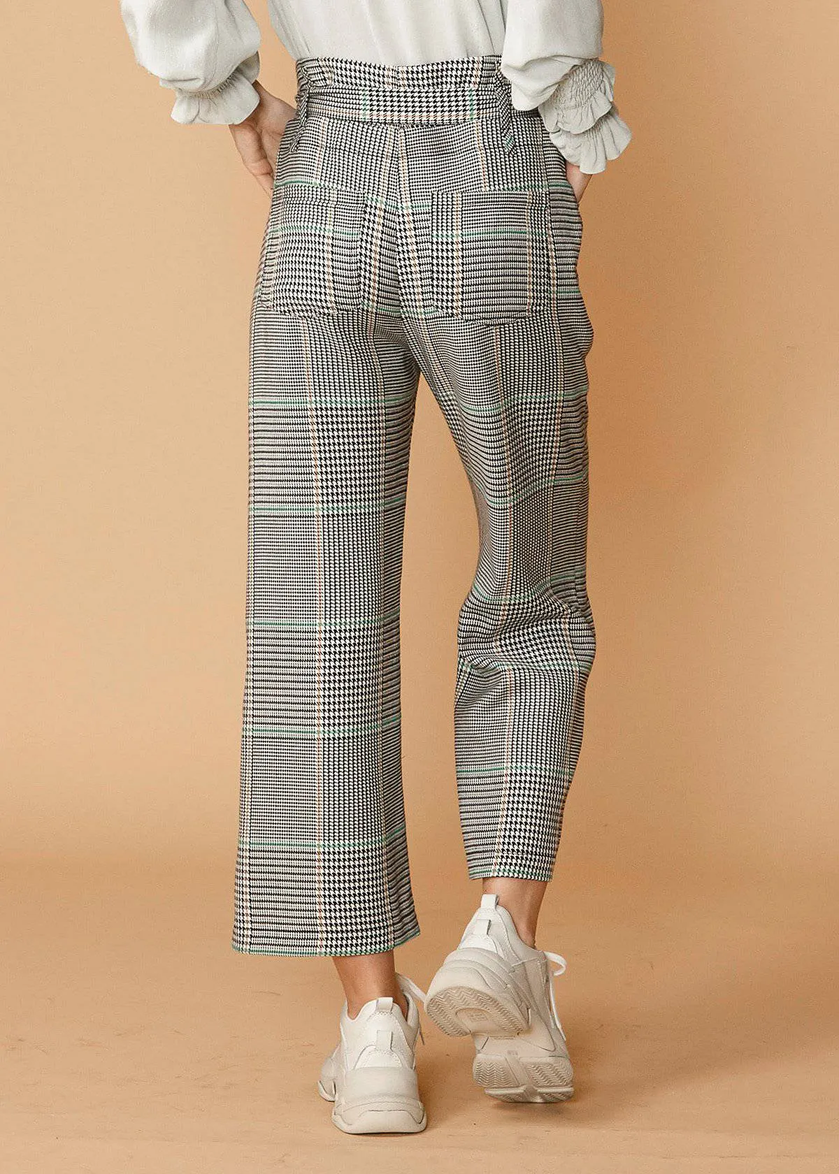 Women's Glen Plaid Tie Waist Cropped Pants in Fall Glen by Shop at Konus