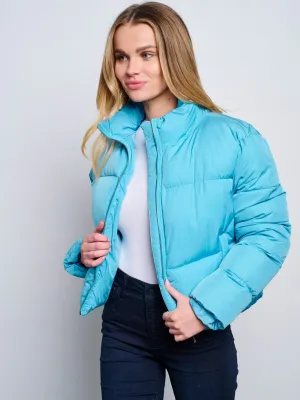 WOMEN'S LONG SLEEVES ZIP UP PUFFER BOMBER JACKET