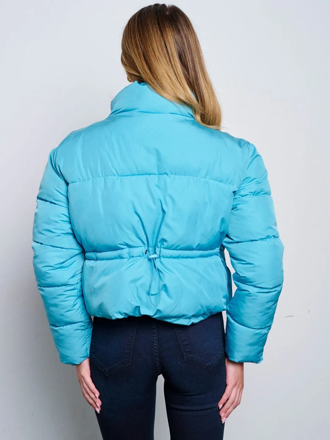 WOMEN'S LONG SLEEVES ZIP UP PUFFER BOMBER JACKET