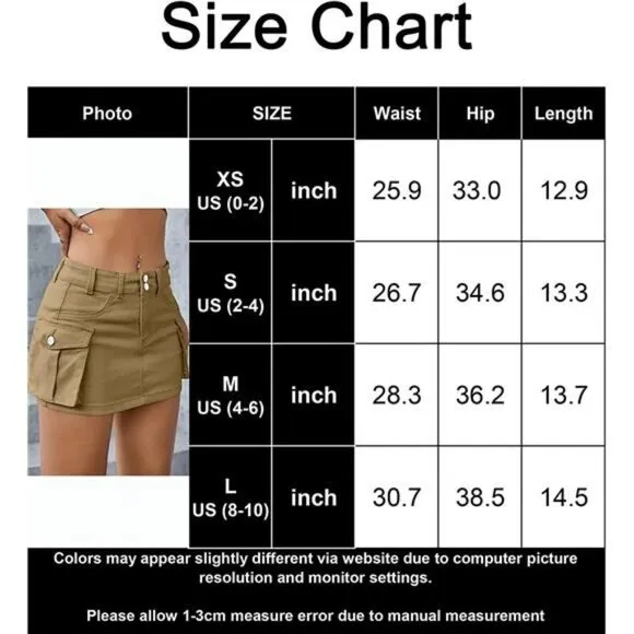 Y2K Khaki Tan Cargo Denim Mini Skirt Low Waist‎ Extra Short Bodycon Skirt