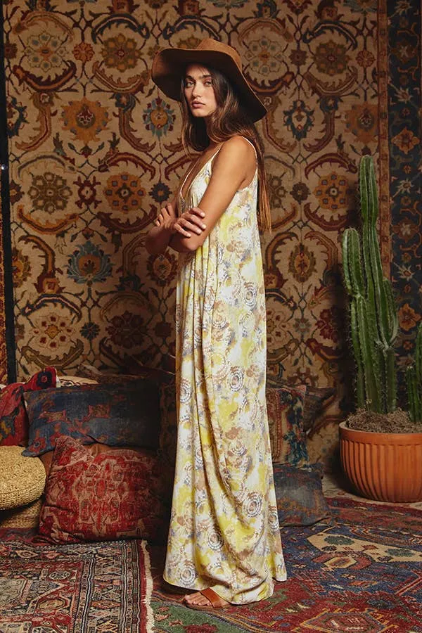 Yellow Multi Tie Dye Flowing Maxi Slip Bucketlist Dress