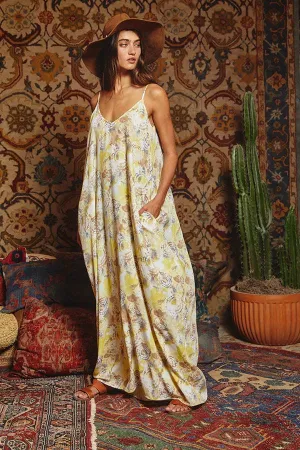 Yellow Multi Tie Dye Flowing Maxi Slip Bucketlist Dress