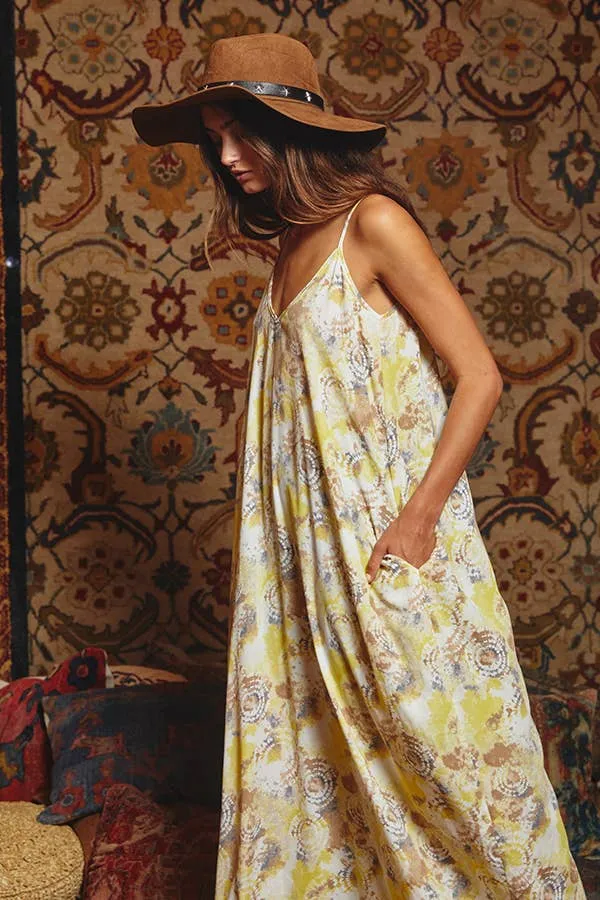 Yellow Multi Tie Dye Flowing Maxi Slip Bucketlist Dress